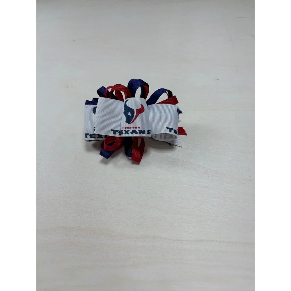 Houston Texans NFL Hair Bow Navy Blue Red White Grosgrain Ribbon Alligator Clip